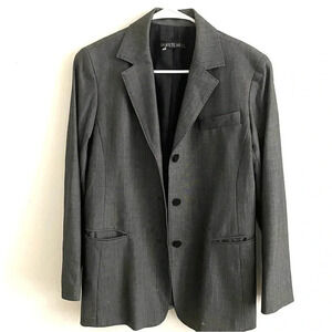 Lafayette 148 New York Blazer  wool/silk grey sz 4 Parisian Preppy Career Luxury
